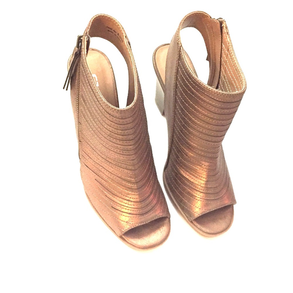Copper Open-Toe Open-Heel Zipper Booties